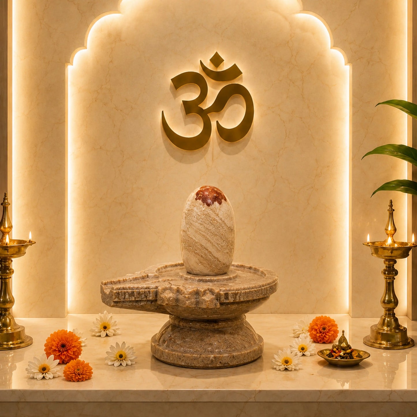 2 Inch Original Narmada Shivling with 4-inch Damru Jaldhari Base (Multicolour)