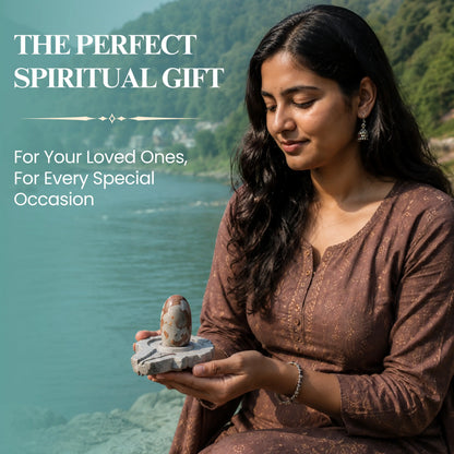 2 Inch Original Narmada Shivling with 4-inch Damru Jaldhari Base (Multicolour)