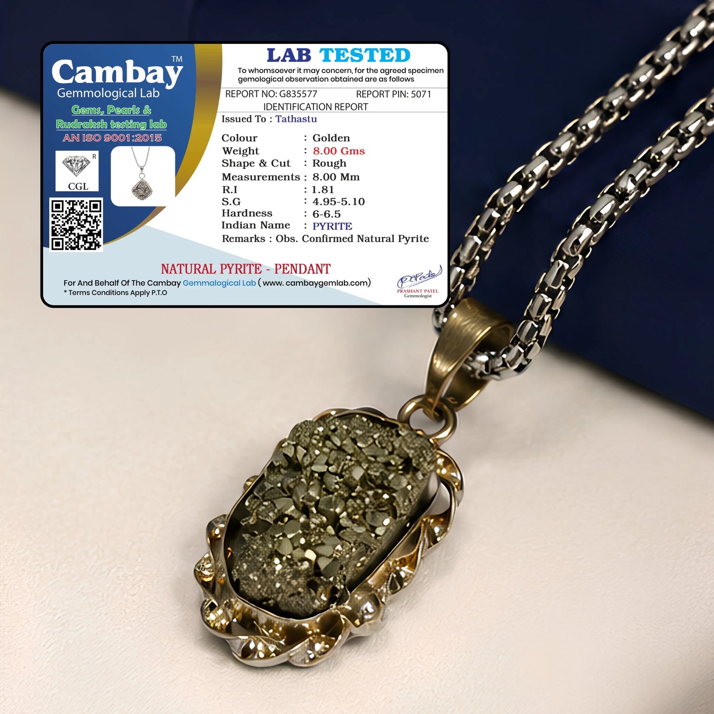Silver Plated Raw Pyrite Stone Pendant