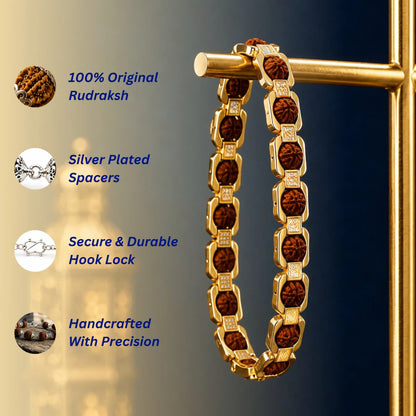 Gold Plated essential rudraksh bracelet- modern style