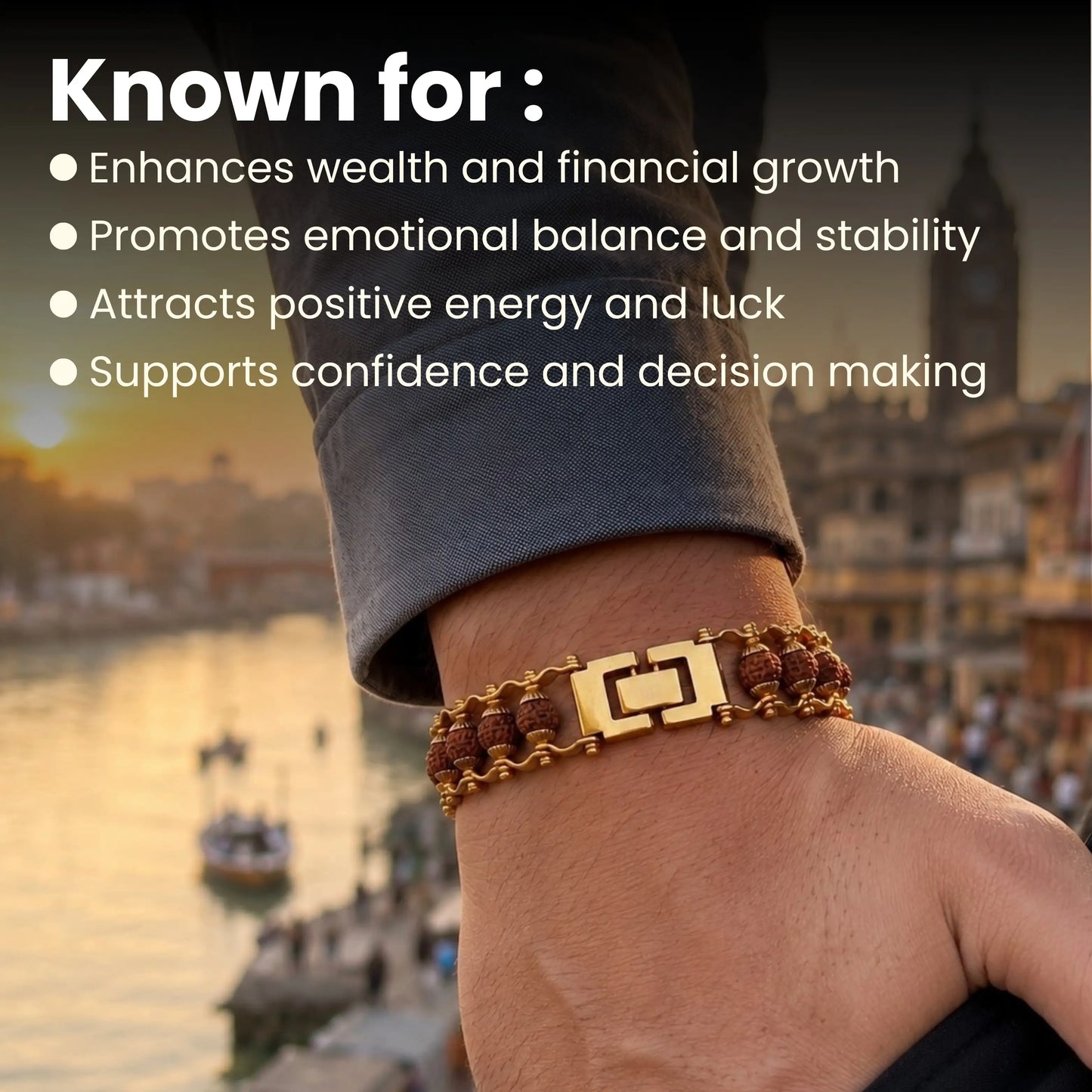 Authentic Gold Finish Rudraksha Bracelet – Handcrafted Spiritual bracelet