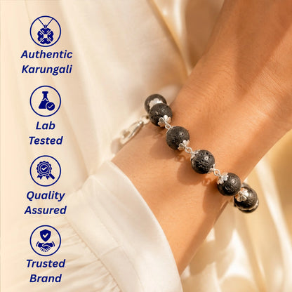 Silver Plated Karungali Beads Bracelet
