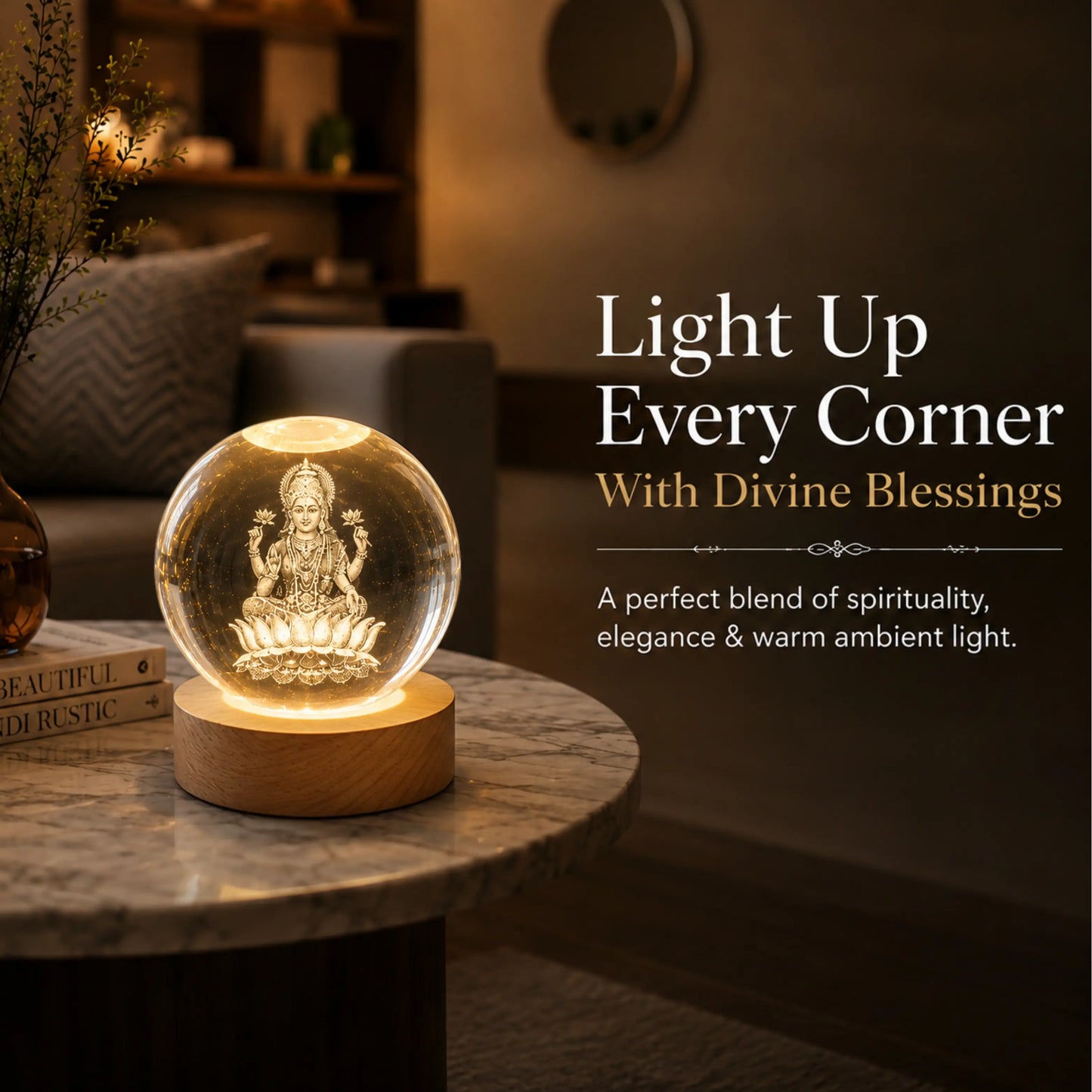 Premium Crystal Laxmi Maa Lamp