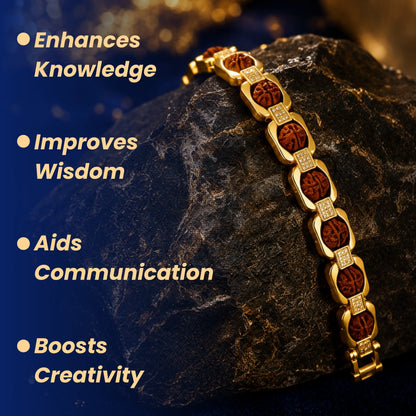 Gold Plated essential rudraksh bracelet- modern style