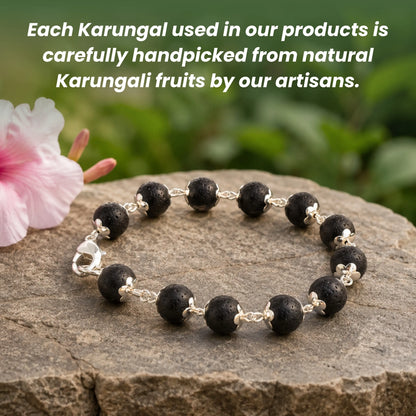 Silver Plated Karungali Beads Bracelet