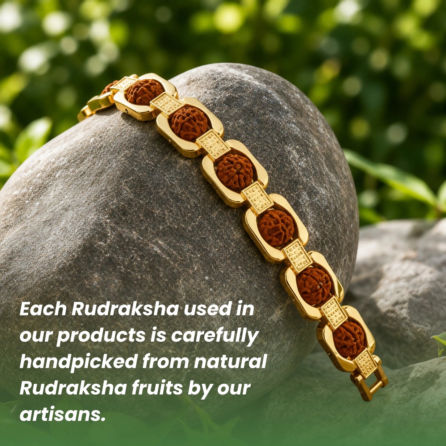 Gold Plated essential rudraksh bracelet- modern style