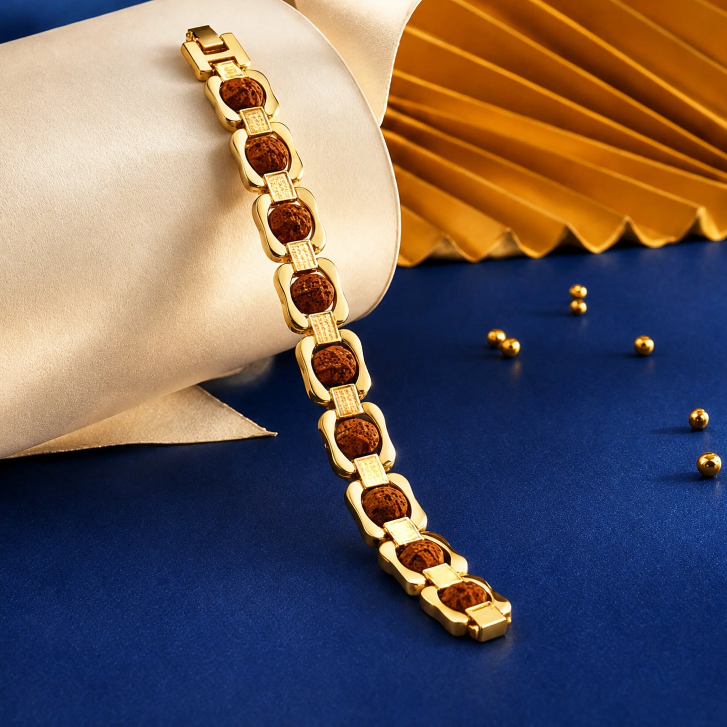 Gold Plated essential rudraksh bracelet- modern style