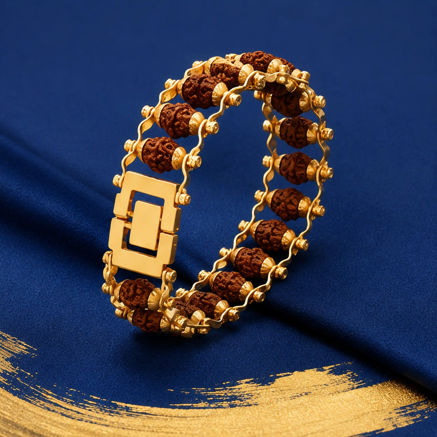 Authentic Gold Finish Rudraksha Bracelet – Handcrafted Spiritual bracelet