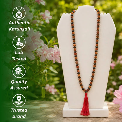 Divya Shaktam Rudraksha Karungali Mala - 108+1 Beads