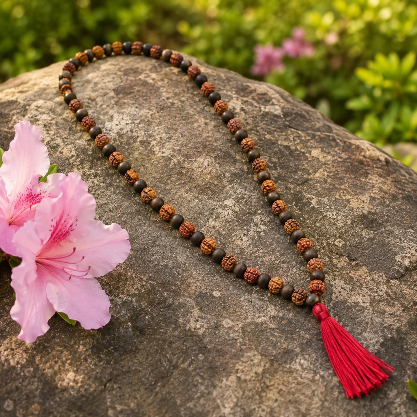 Divya Shaktam Rudraksha Karungali Mala - 108+1 Beads