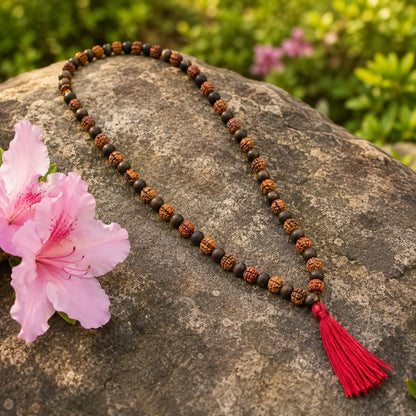 Divya Shaktam Rudraksha Karungali Mala - 108+1 Beads