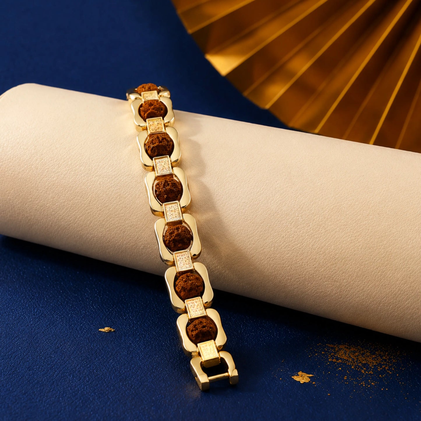 Gold Plated essential rudraksh bracelet- modern style
