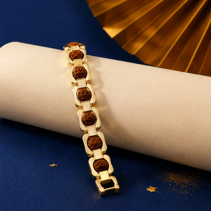 Gold Plated essential rudraksh bracelet- modern style