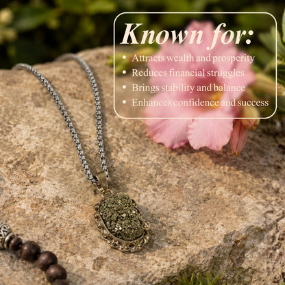 Silver Plated Raw Pyrite Stone Pendant