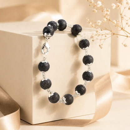 Silver Plated Karungali Beads Bracelet