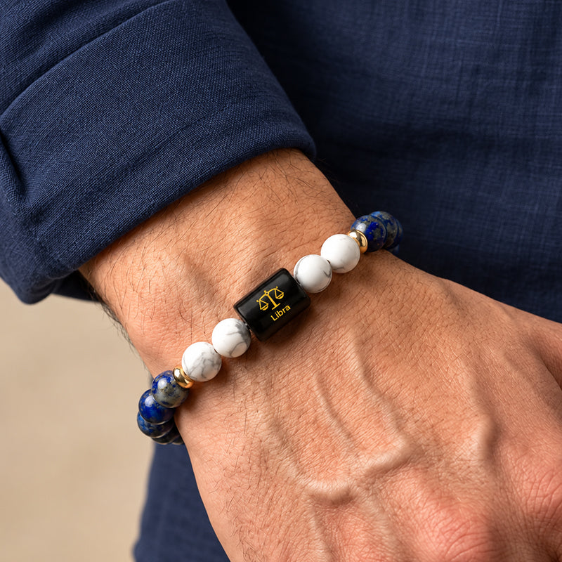 Libra (तुला राशि) Zodiac Lapis Lazuli & Howlite Bracelet ♎