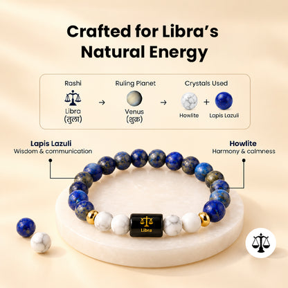 Libra (तुला राशि) Zodiac Lapis Lazuli & Howlite Bracelet ♎