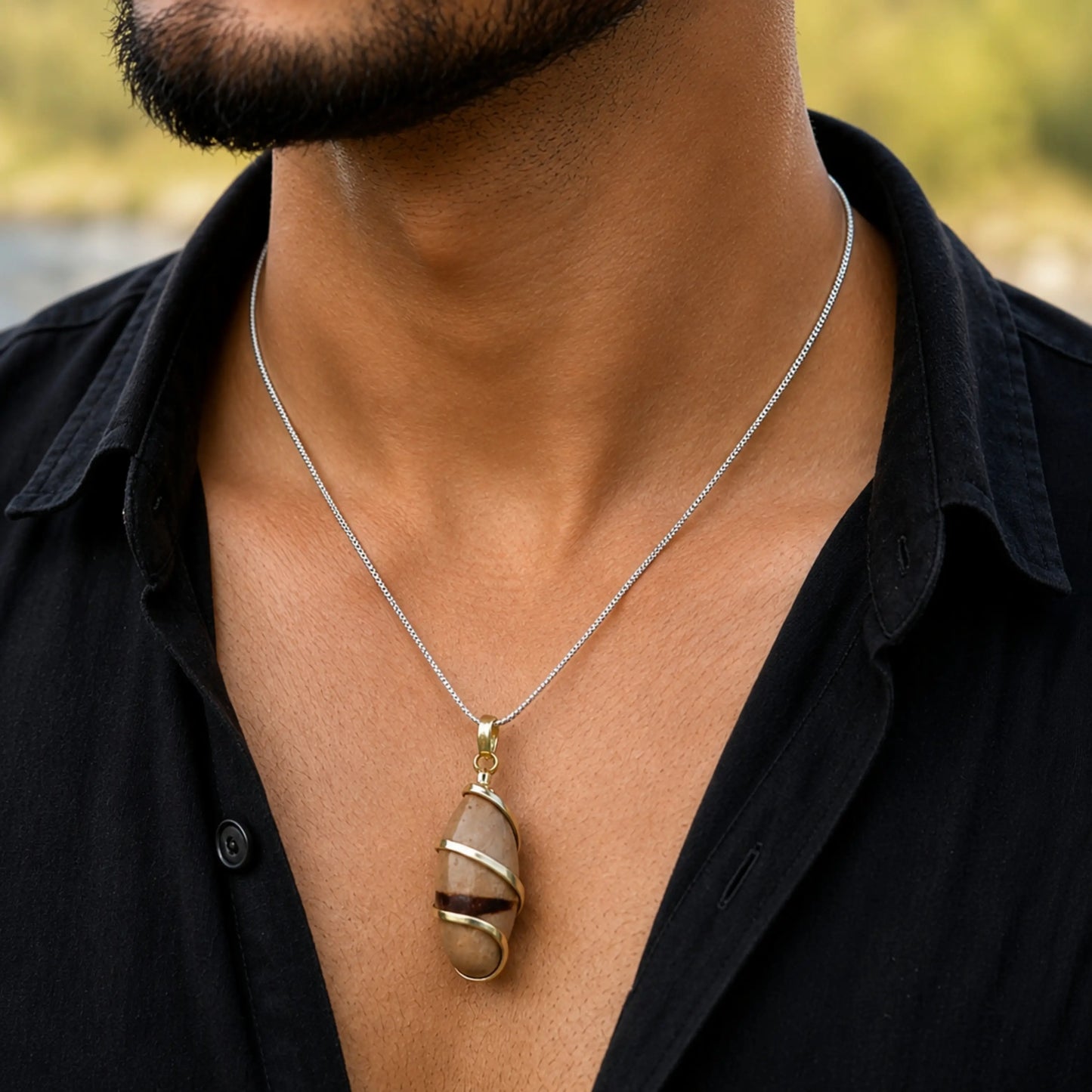 Original Narmada Shivling Pendent (Multicolour)