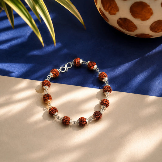 silver plated asli rudraksh Bracelet- Tathastu hai to asli hai