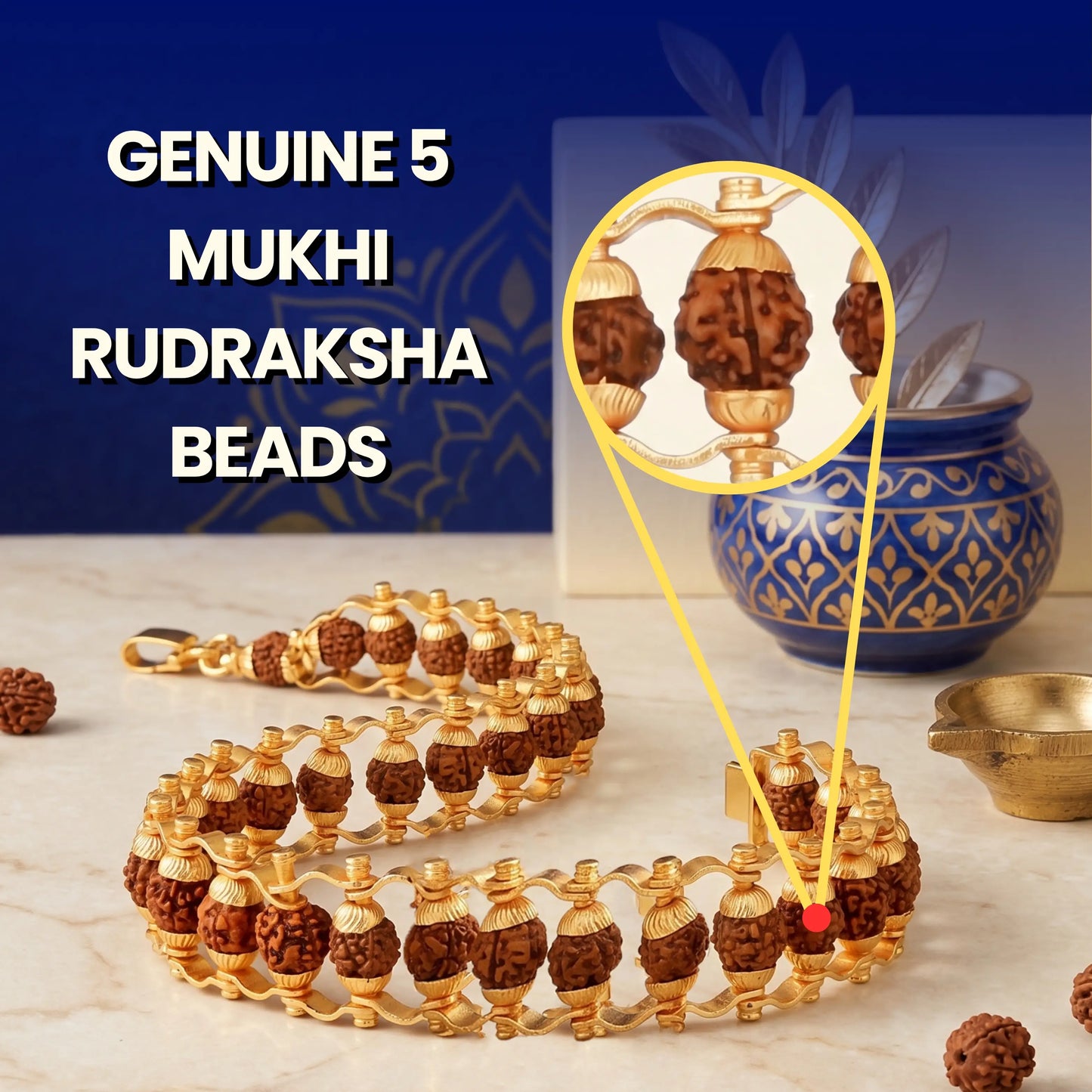 Authentic Gold Finish Rudraksha Bracelet – Handcrafted Spiritual bracelet