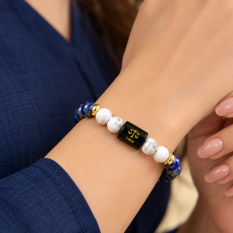 Libra (तुला राशि) Zodiac Lapis Lazuli & Howlite Bracelet ♎