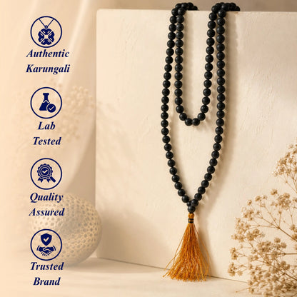 108+1 Divya Karungali Mala - Natural Ebony Wood Beads (Lab. Certified)