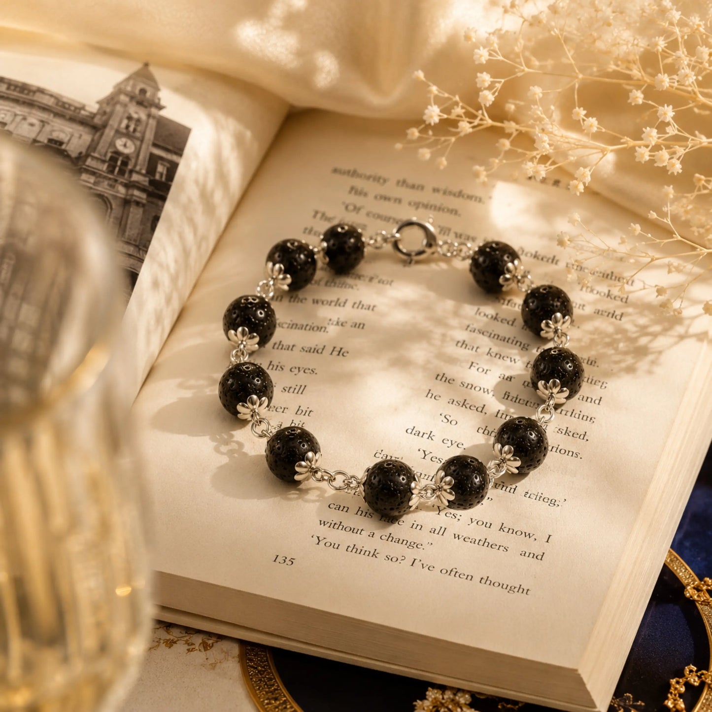 Silver Plated Karungali Beads Bracelet