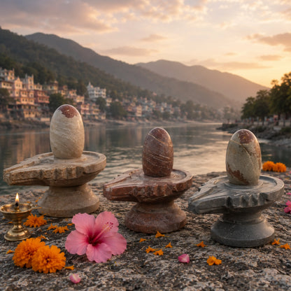 2 Inch Original Narmada Shivling with 4-inch Damru Jaldhari Base (Multicolour)