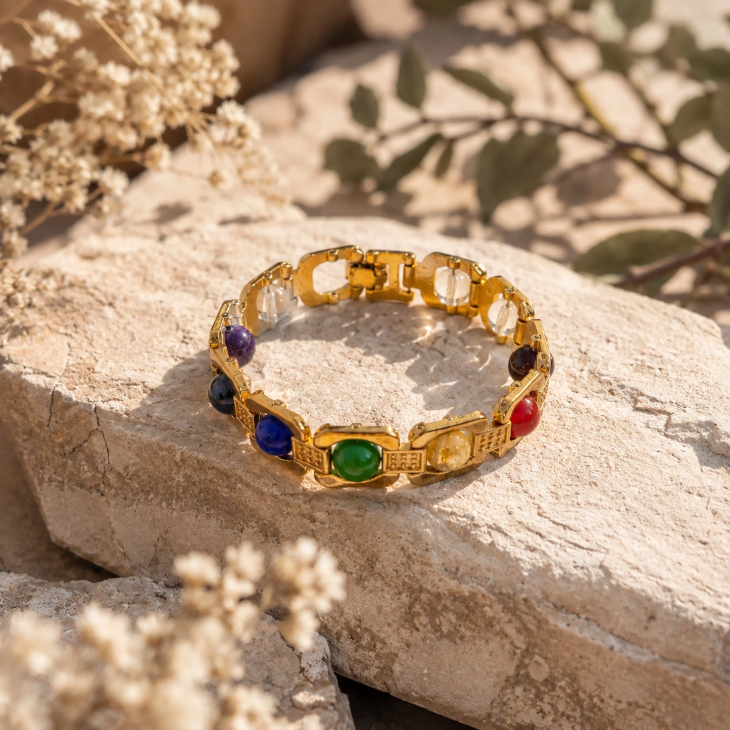Gold Plated Essential 7 Chakra Bracelet