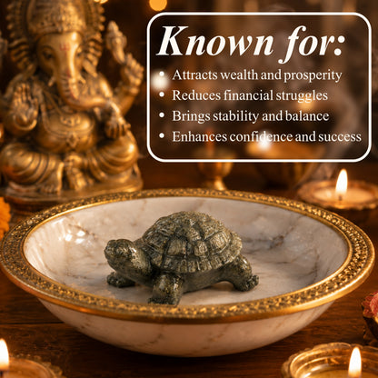 Pyrite Prosperity Tortoise “Kachhua” for Vaastu (Crystal Clear)