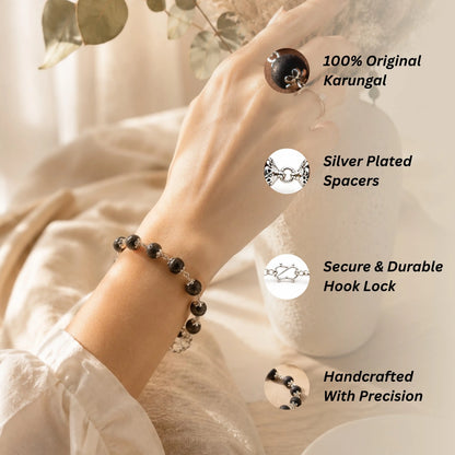 Silver Plated Karungali Beads Bracelet