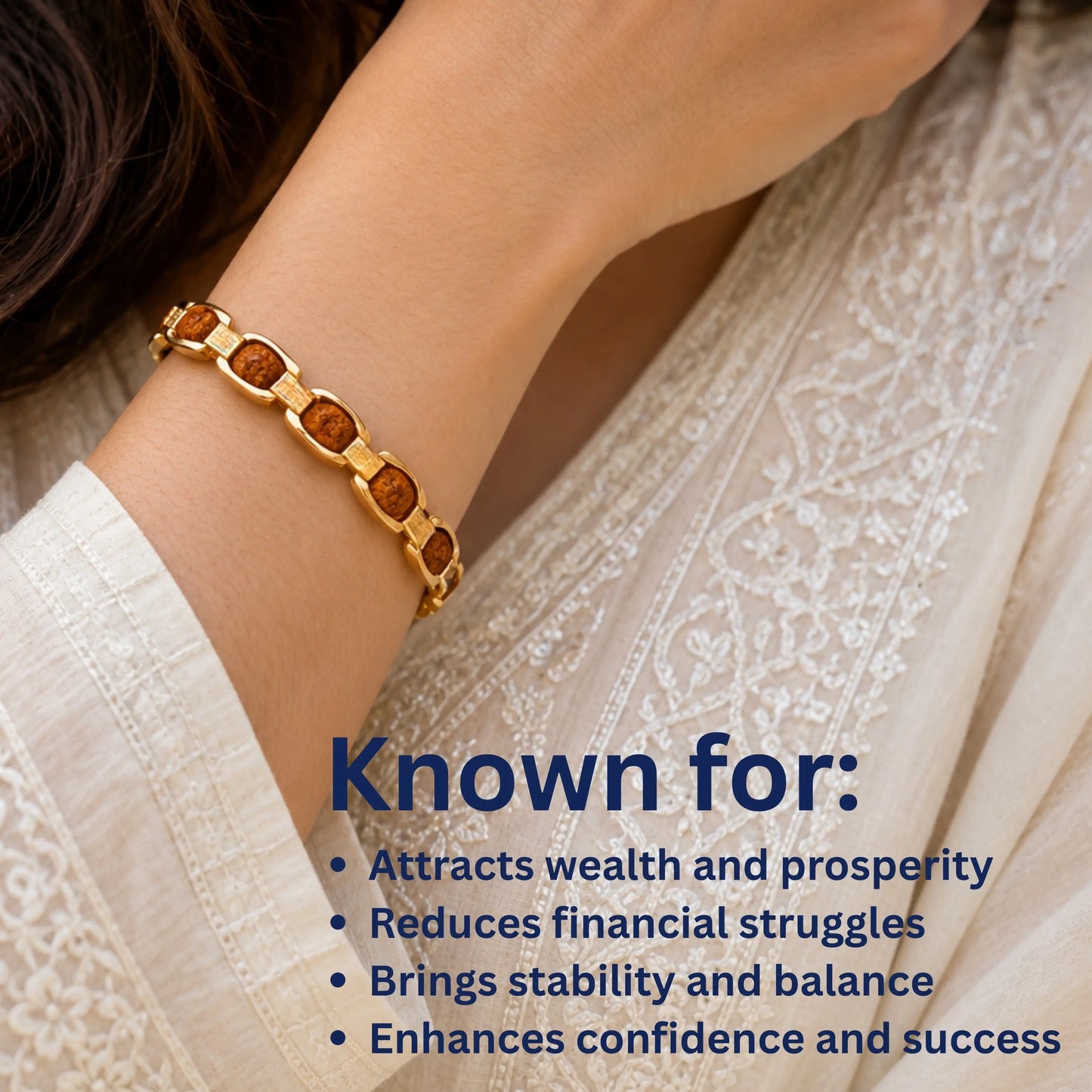 Gold Plated essential rudraksh bracelet- modern style