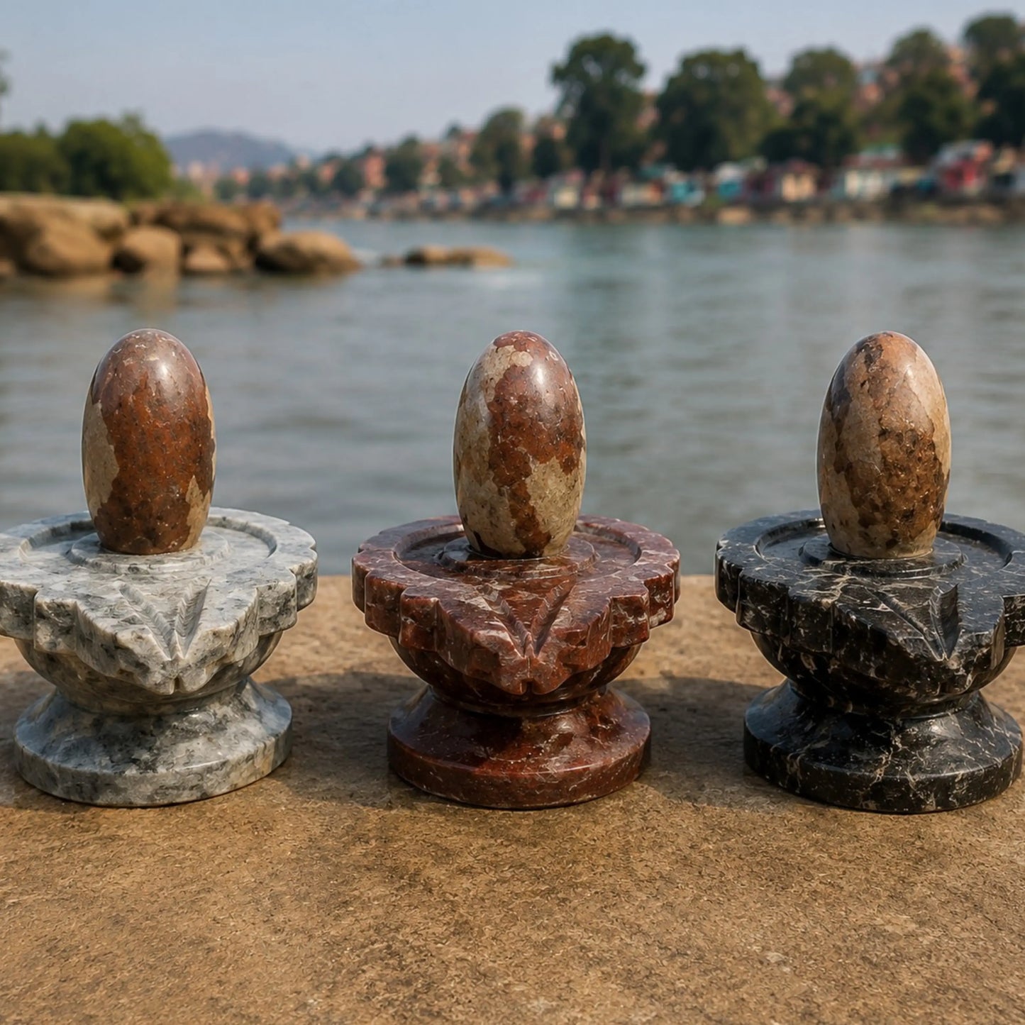 2 Inch Original Narmada Shivling with 4-inch Damru Jaldhari Base (Multicolour)