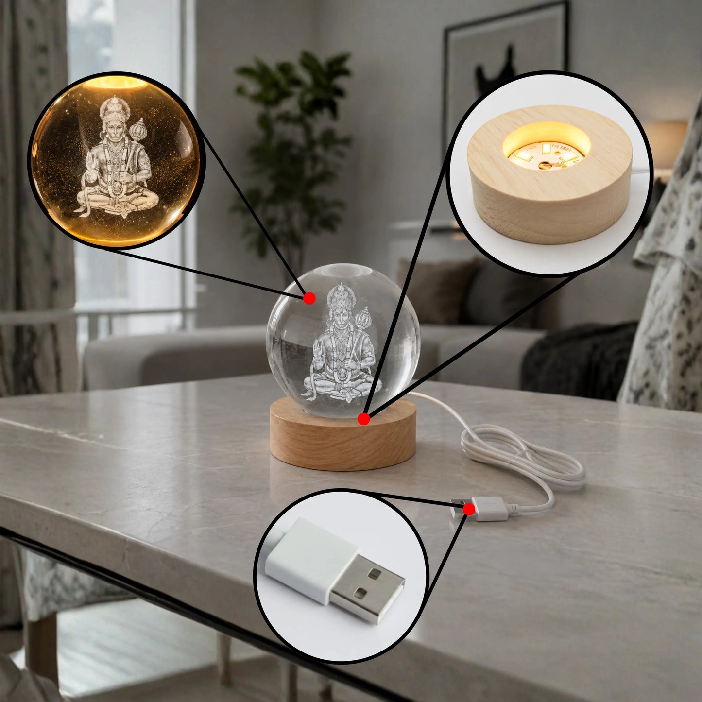 Premium Crystal hanuman ji Lamp