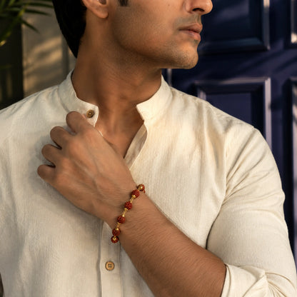 Gold plated Asli Rudraksh Bracelet- Tathastu hai to asli hai