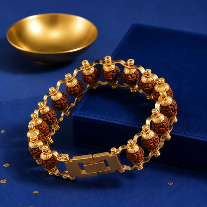 Authentic Gold Finish Rudraksha Bracelet – Handcrafted Spiritual bracelet