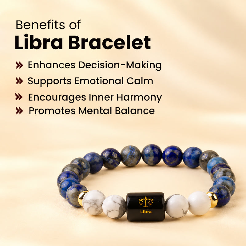 Libra (तुला राशि) Zodiac Lapis Lazuli & Howlite Bracelet ♎