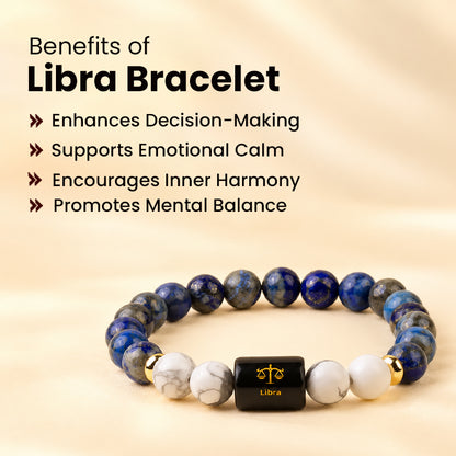 Libra (तुला राशि) Zodiac Lapis Lazuli & Howlite Bracelet ♎
