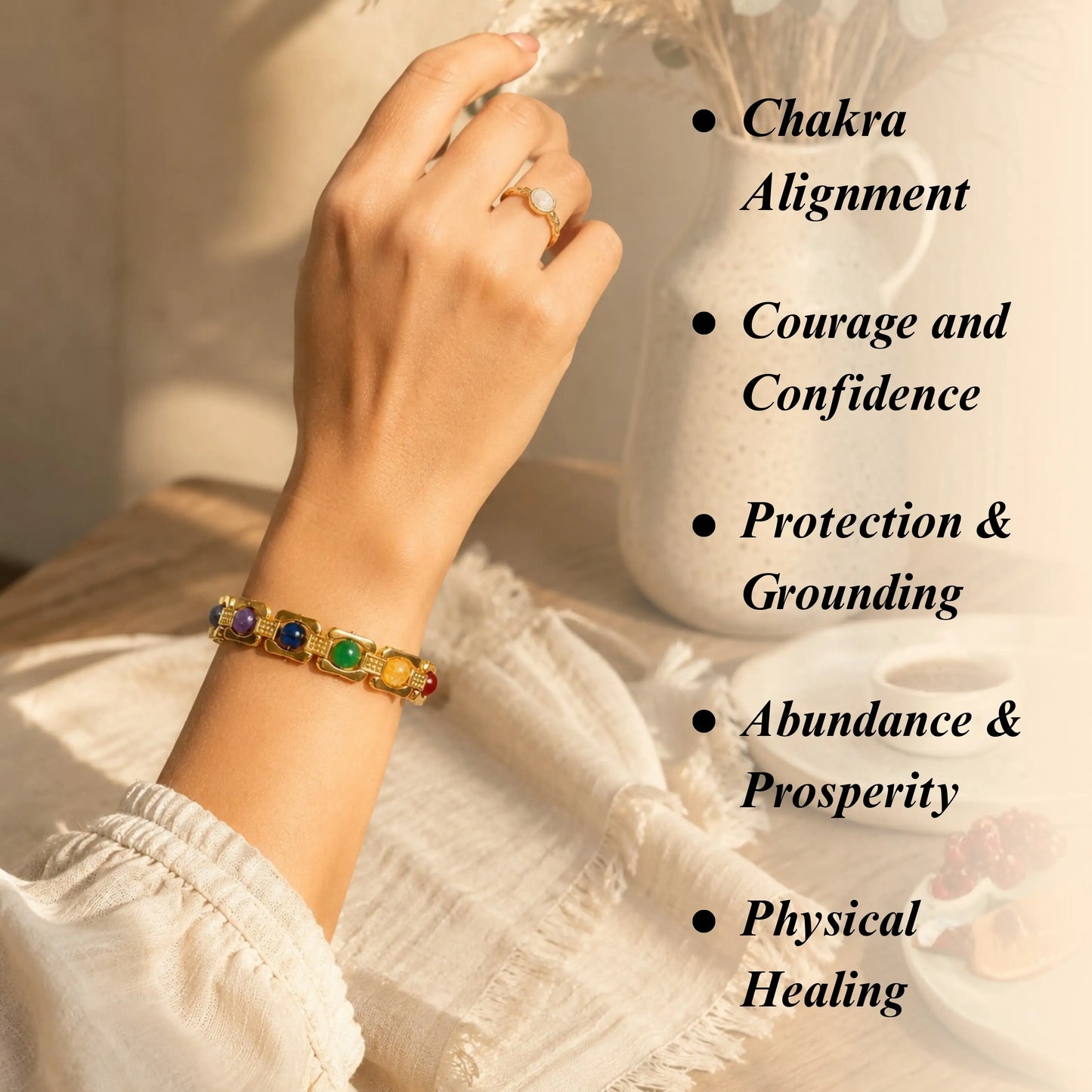 Gold Plated Essential 7 Chakra Bracelet