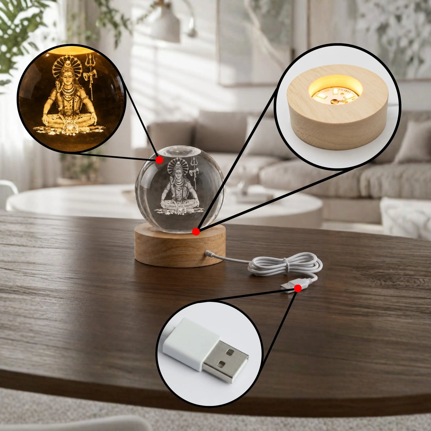 Premium Crystal Mahadev lamp