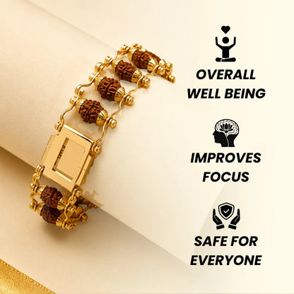 Authentic Gold Finish Rudraksha Bracelet – Handcrafted Spiritual bracelet