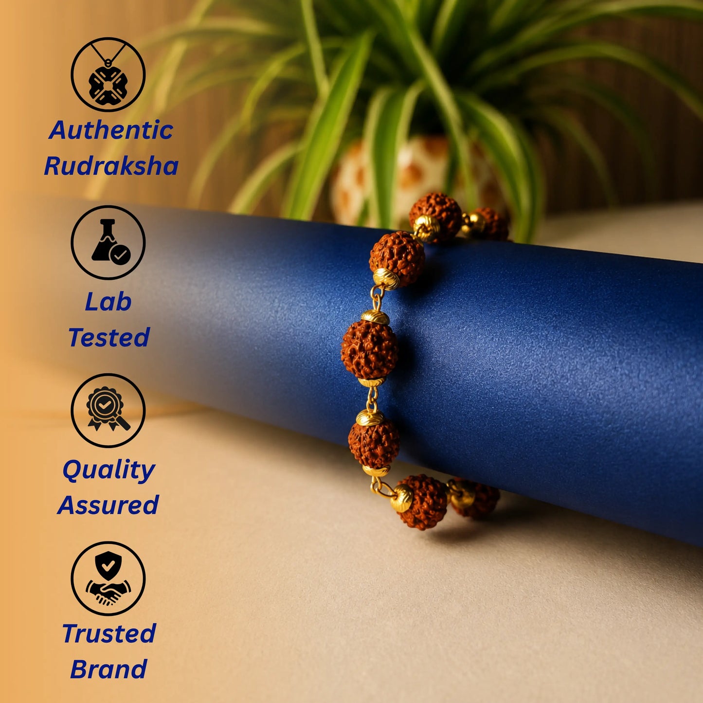 Gold plated Asli Rudraksh Bracelet- Tathastu hai to asli hai