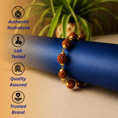 Gold plated Asli Rudraksh Bracelet- Tathastu hai to asli hai