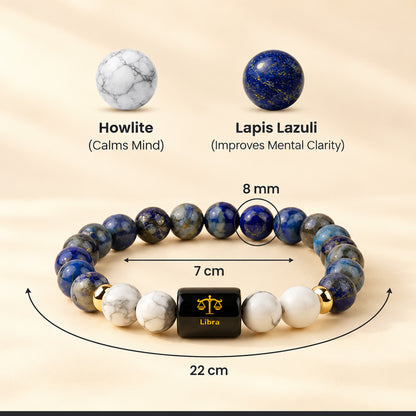 Libra (तुला राशि) Zodiac Lapis Lazuli & Howlite Bracelet ♎