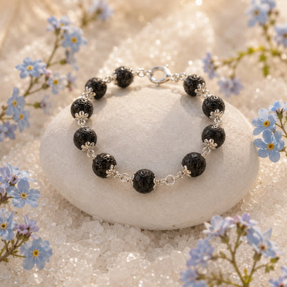 Silver Plated Karungali Beads Bracelet