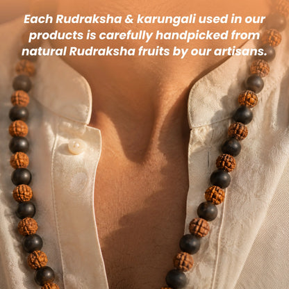 Divya Shaktam Rudraksha Karungali Mala - 108+1 Beads