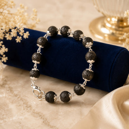 Silver Plated Karungali Beads Bracelet