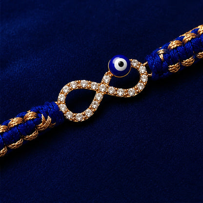 Premium Evil Eye Bhai-Bhabhi Rakhi Set with Roli Chawal in a beautiful Gift Box | Protien Bar | Fridge Magnet