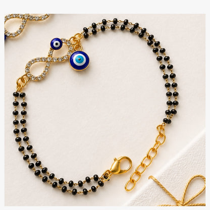 Premium Evil Eye Bhai-Bhabhi Rakhi Set with Roli Chawal in a beautiful Gift Box | Protien Bar | Fridge Magnet