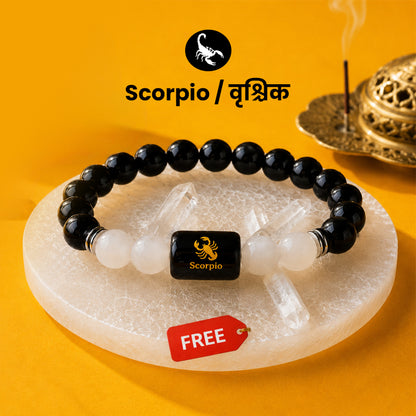 Scorpio Bracelet  (वृश्चिक राशि) Free Selenite Plate